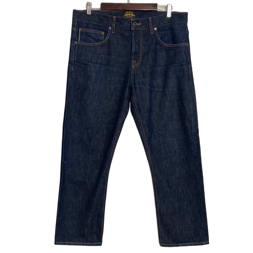 Brave Star Selvage Jeans Mens 35 x 27 Dark Blue Slim Straight Made in USA